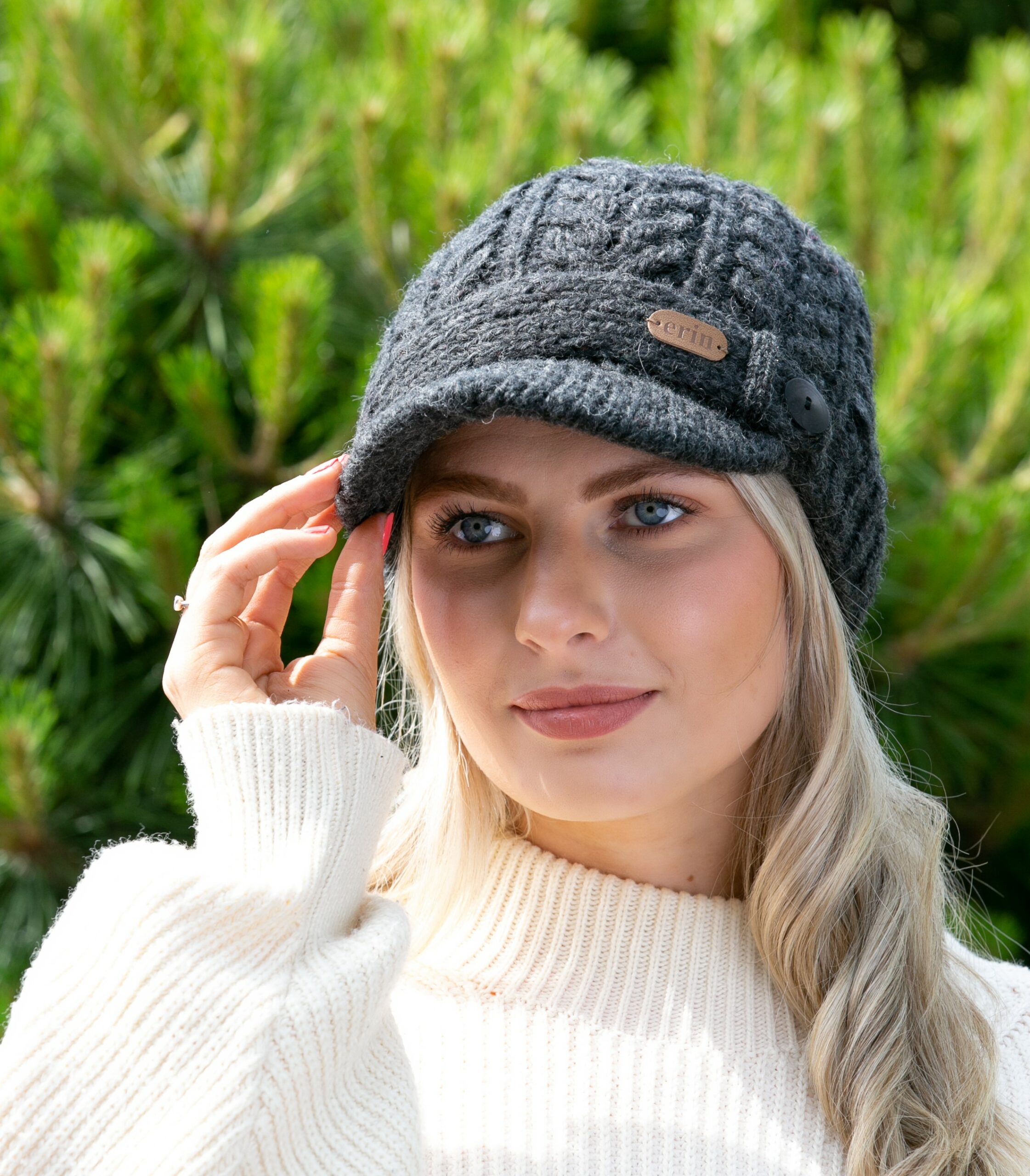 Aran Cable knit Hat - Charcoal