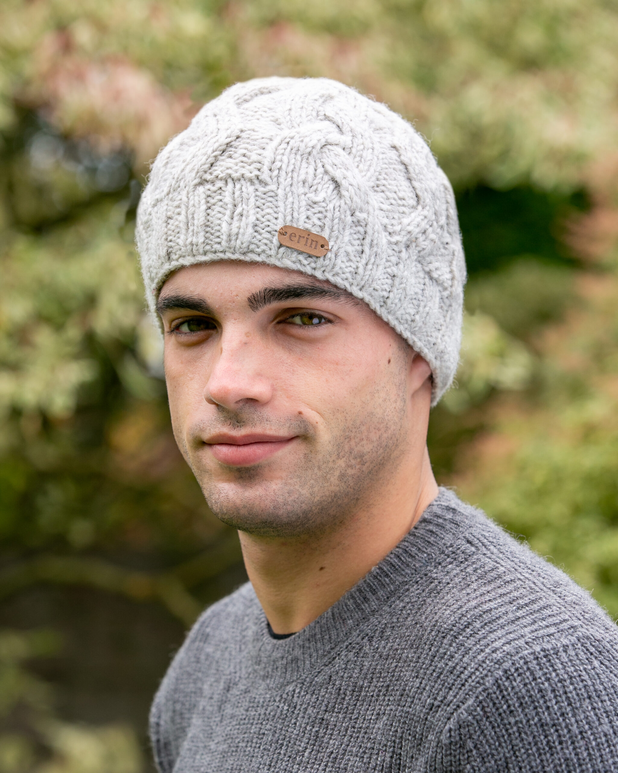 Zig Zag and Aran Cable Pullon Hat Oatmeal - Aran Accessories