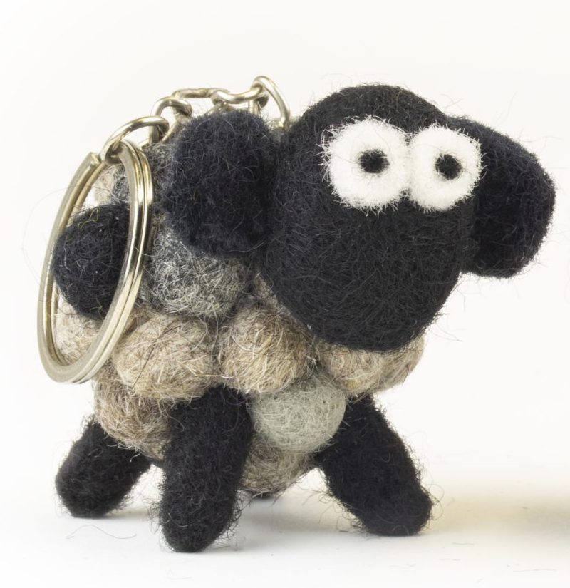 Felt Wool Standing Natural Sheep Keyring - Aran Accessories