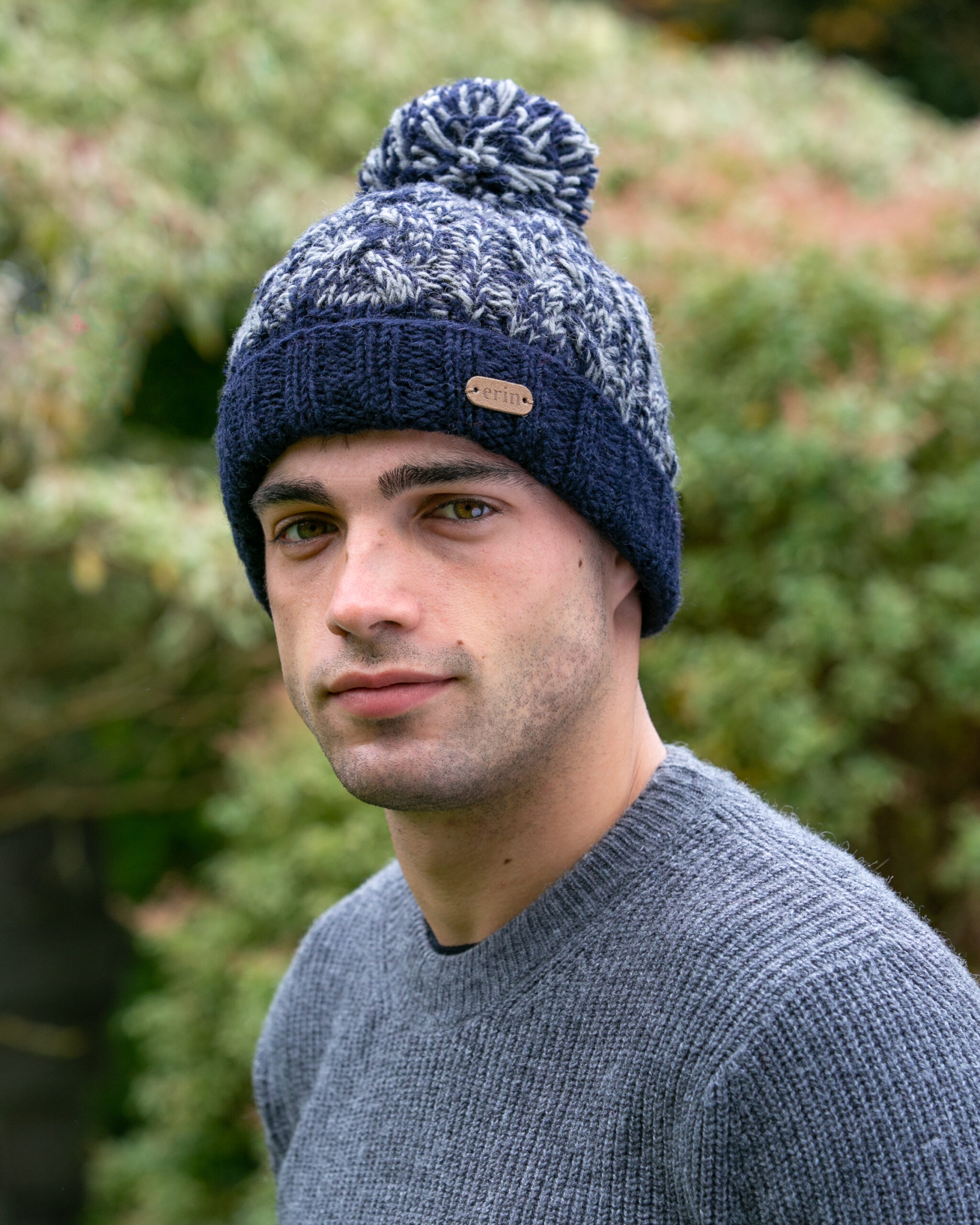 mens bobble hat navy