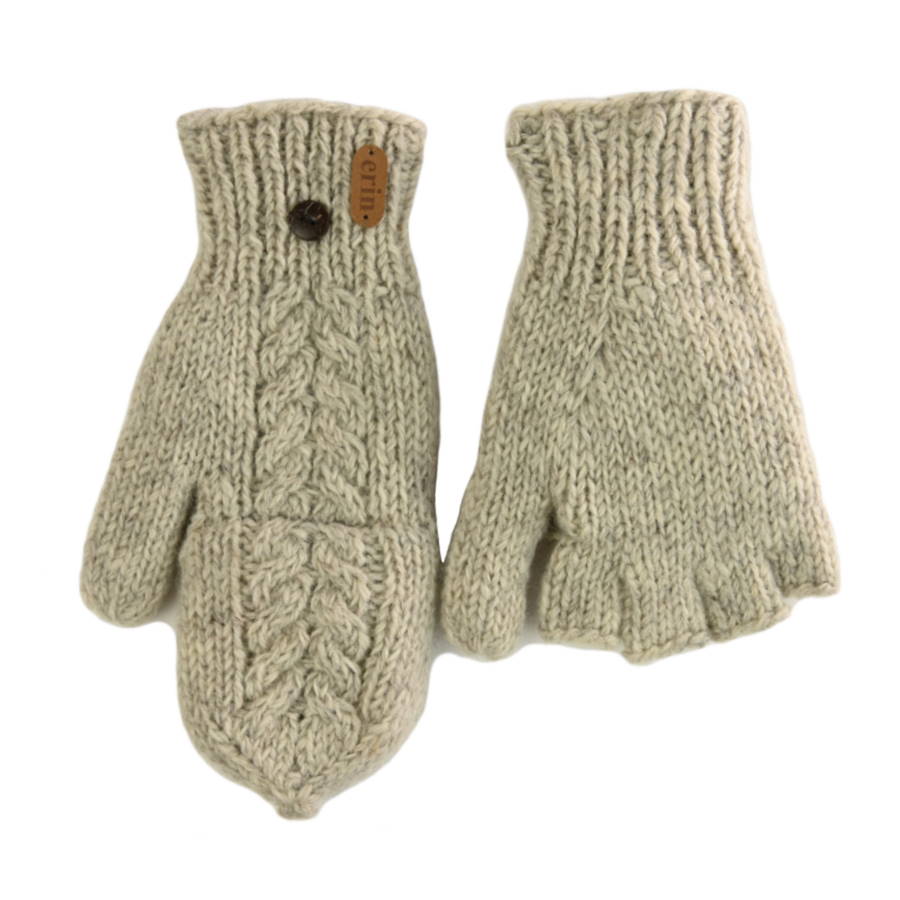 Aran Cable Hunter Gloves Oatmeal - Aran Accessories